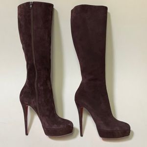 Christian Louboutin Lady 140 boot Veau Velours, brown suede platform stiletto